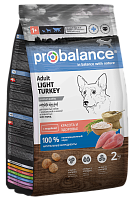Сухой корм для собак Probalance Adult Light, контроль веса, с индейкой, 2кг